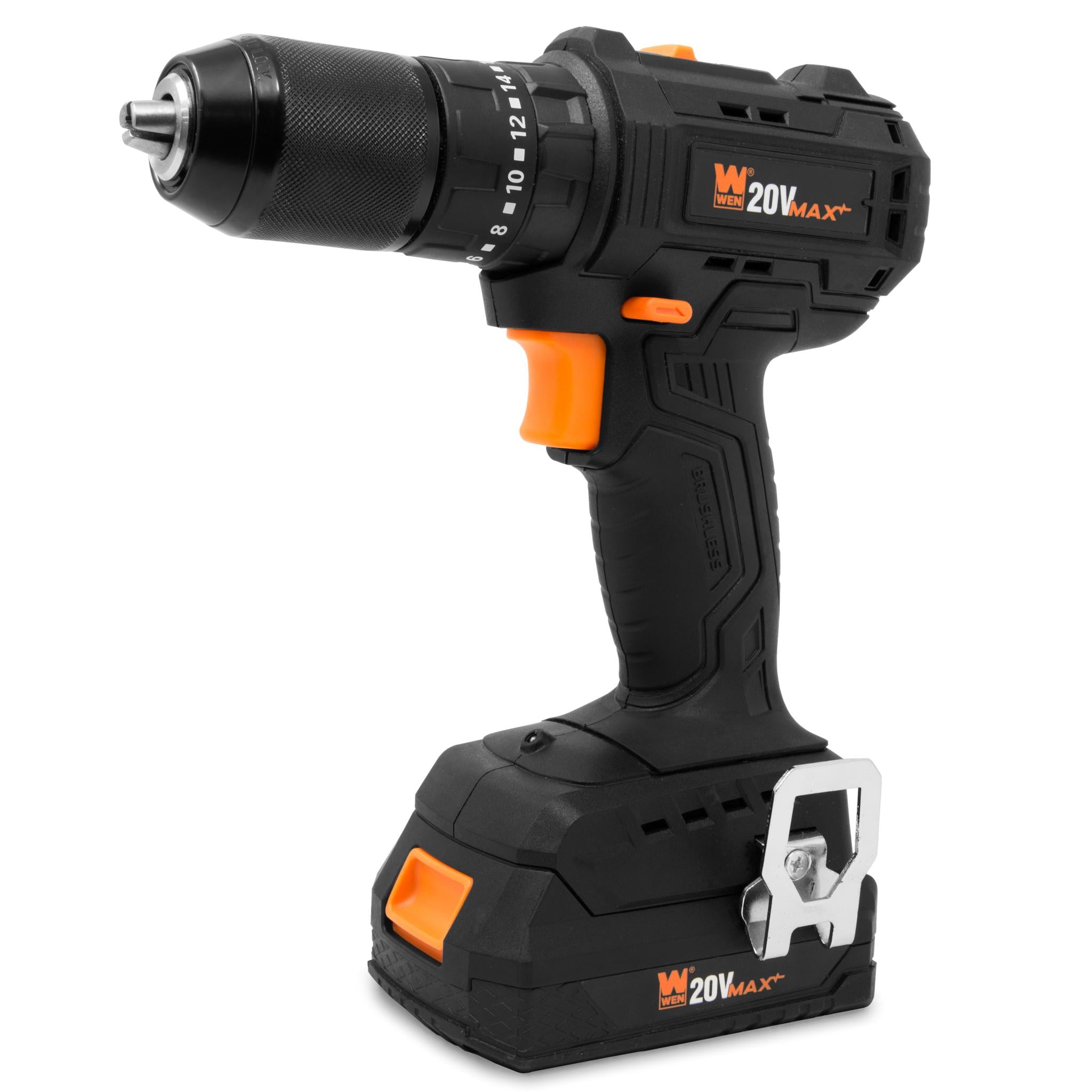 WEN, WEN 20121 20V Max Brushless Cordless 1/2-Inch Hammer Drill and Driver with 2.0 Ah Lithium-Ion Battery and Charger