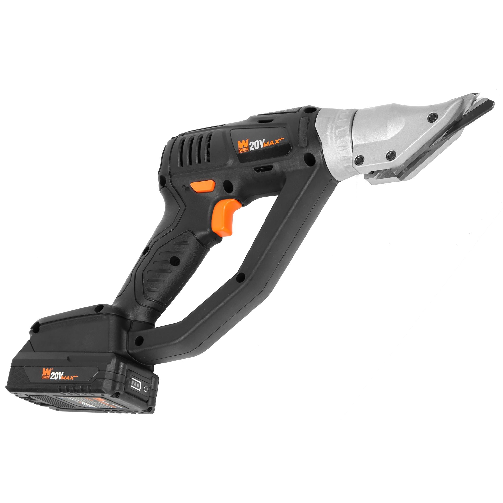 WEN, WEN 20314 20V Max Cordless Variable Speed Swivel Head Electric Metal Shear with 2Ah Lithium Ion Battery and Charger