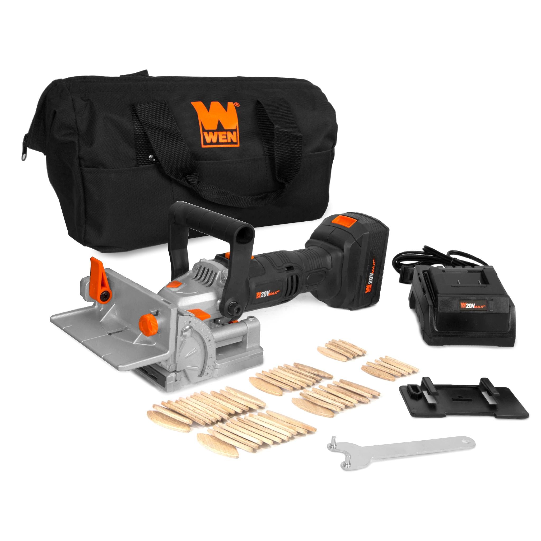 WEN, WEN 20648 Cordless Plate and Biscuit Joiner Kit with 20V Max 4.0Ah Battery and Charger