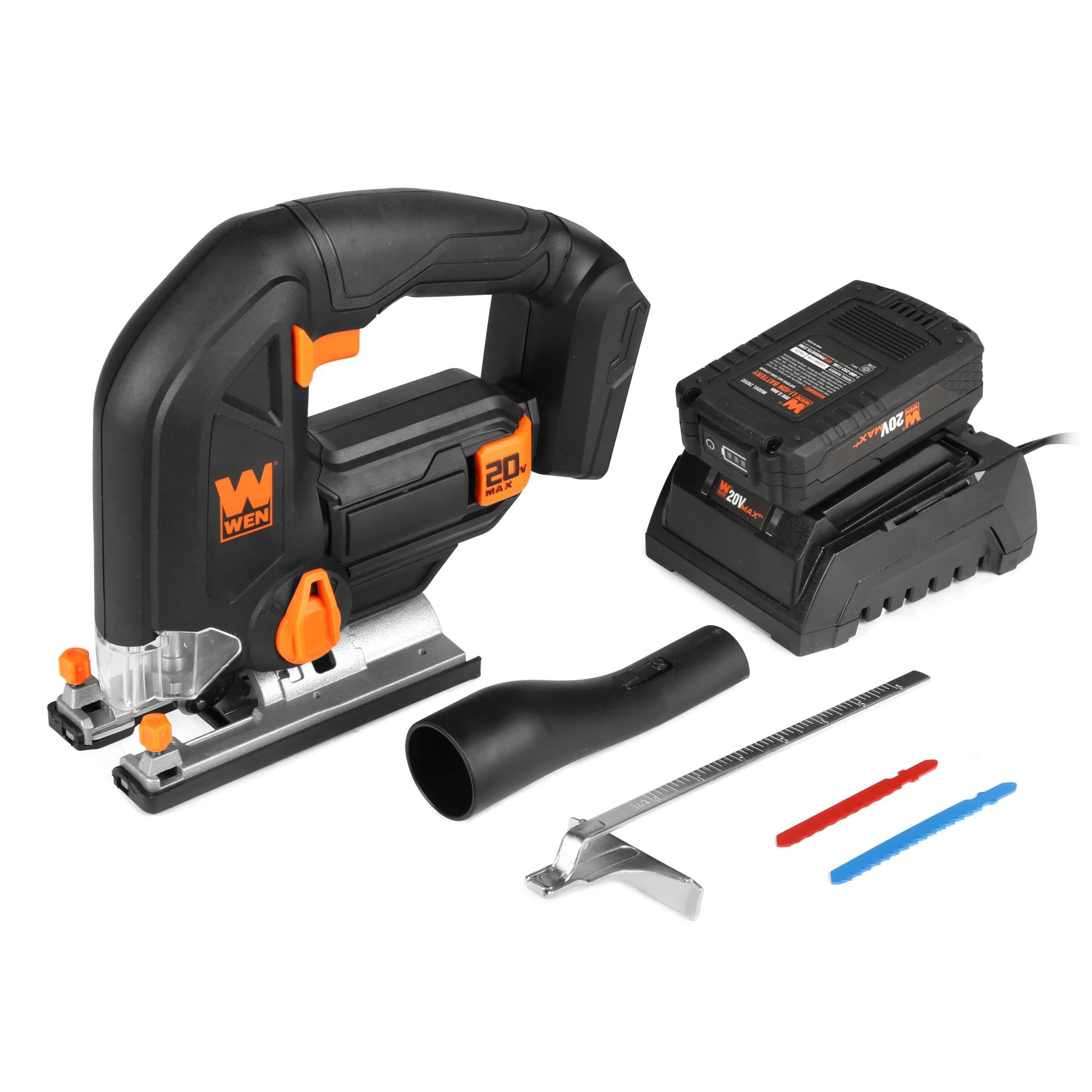 WEN, WEN 20661 20V Max Cordless Jigsaw with 2.0 Ah Lithium Ion Battery and Charger