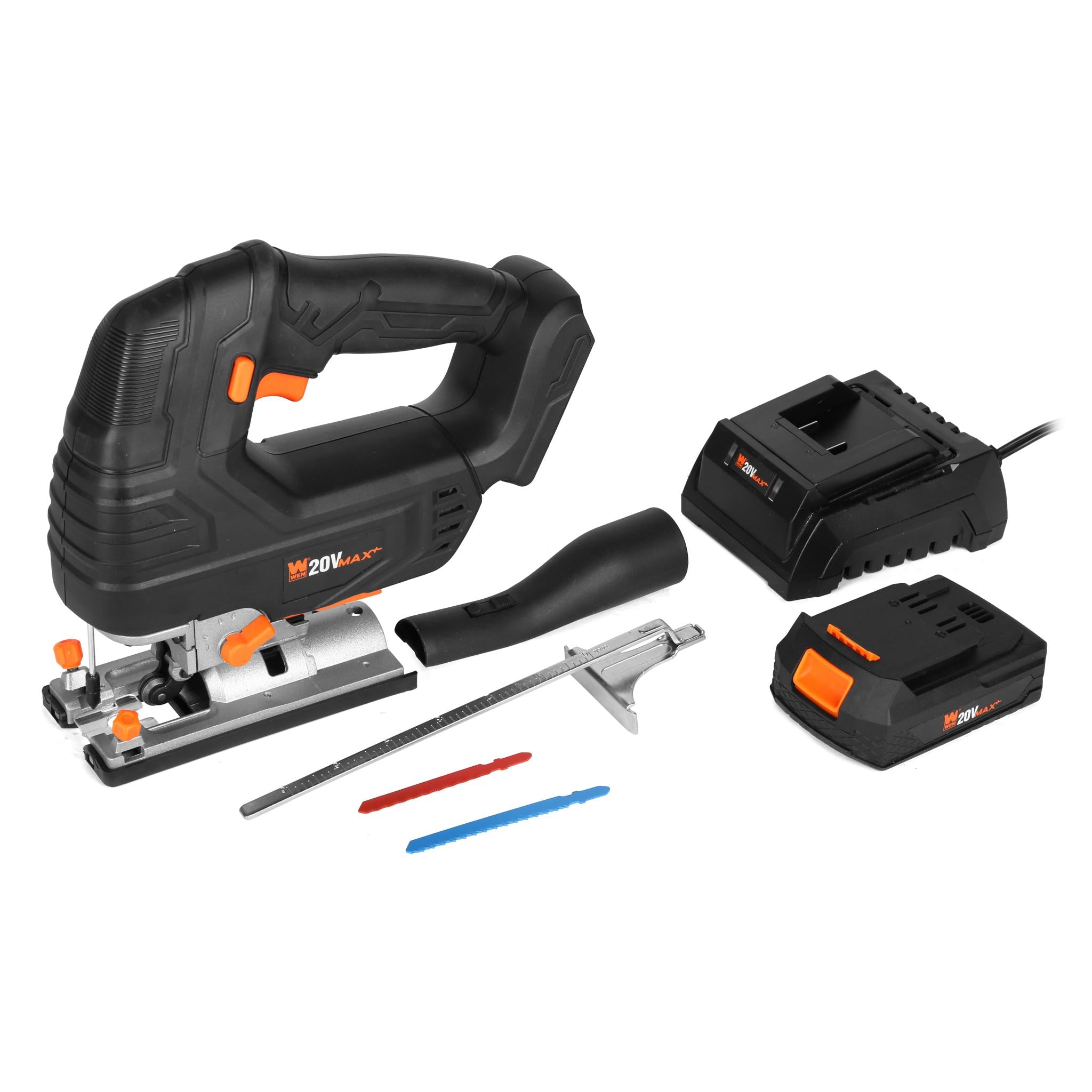 WEN, WEN 20667 20V Max Cordless Brushless Jigsaw with 4.0 Ah Lithium Ion Battery and Charger