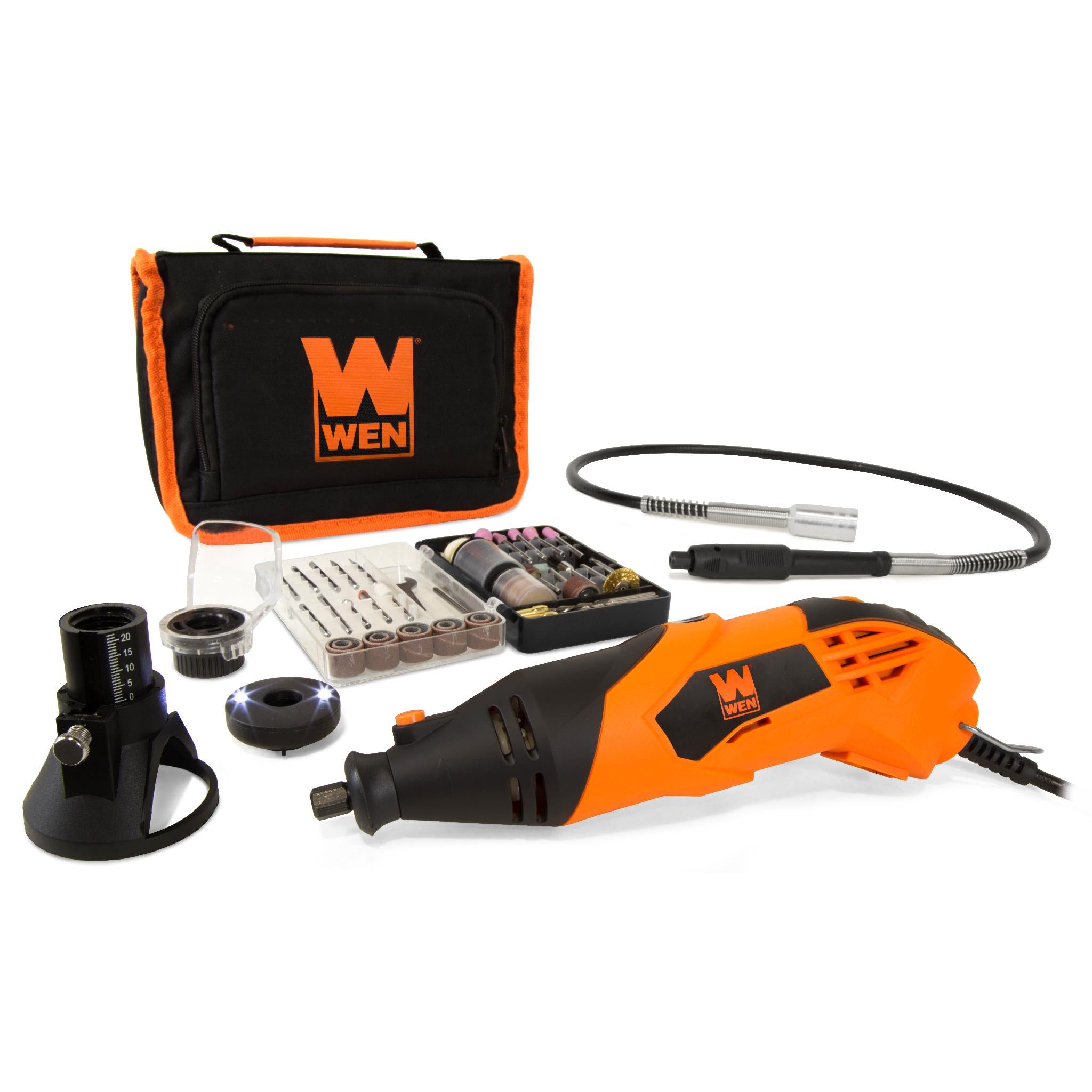 WEN, WEN 23114 1.4-Amp High-Powered Variable Speed Rotary Tool with Cutting Guide, LED Collar, 100+ Accessories, Carrying Case and Flex Shaft