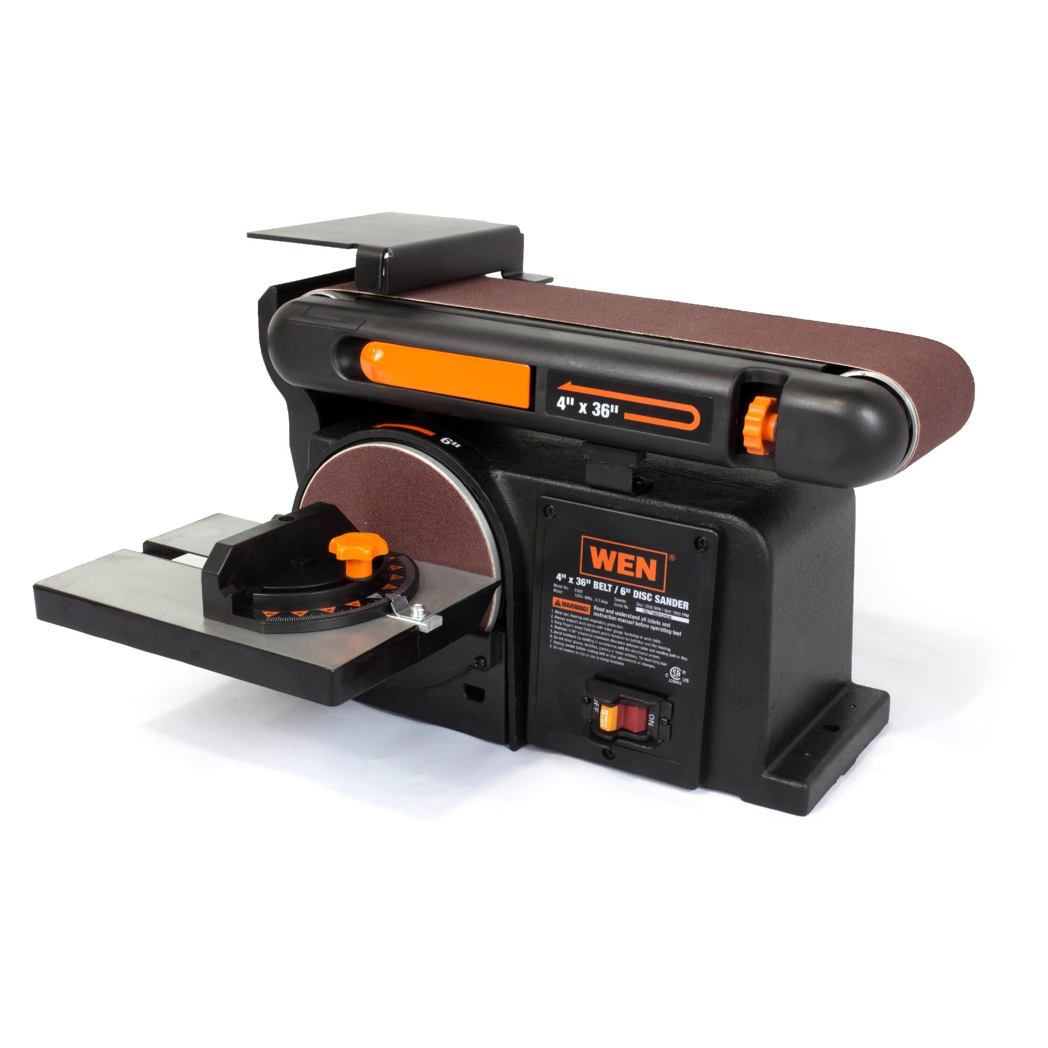 WEN, WEN 6502T 4.3-Amp 4 x 36 in. Belt and 6 in. Disc Sander with Cast Iron Base